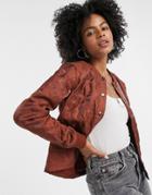 Vila Padded Bomber Jacket In Brown
