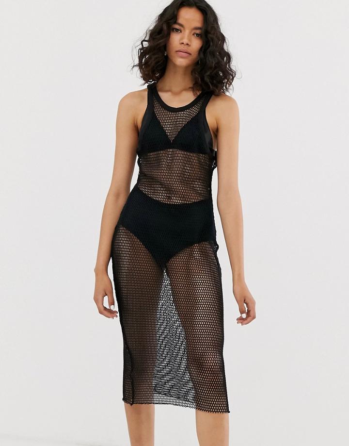 Weekday Netted Dress In Black - Black