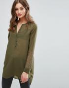 Vero Moda Lace Sleeve Shirt - Green