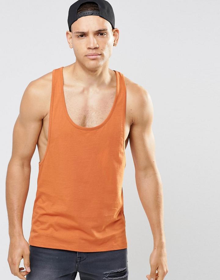 Asos Tank With Extreme Racer Back In Rust - Rust