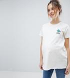 Asos Maternity T-shirt With Cute Floral Embroidery Badge - Cream