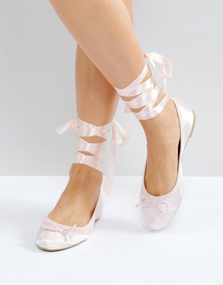 Vero Moda Tie Up Ballerina Pumps - Orange