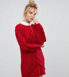 Oneon Hand Knitted Oversized Cable Dress - Red