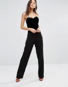 Unique 21 Strapless Velvet Jumpsuit - Black