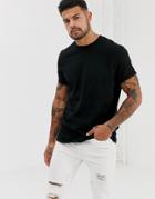 Asos Design T-shirt With Crew Neck And Roll Sleeve In Black