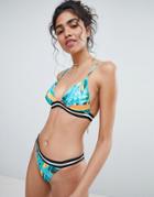 Free Society Abstract Palm Triangle Bikini Top - Multi
