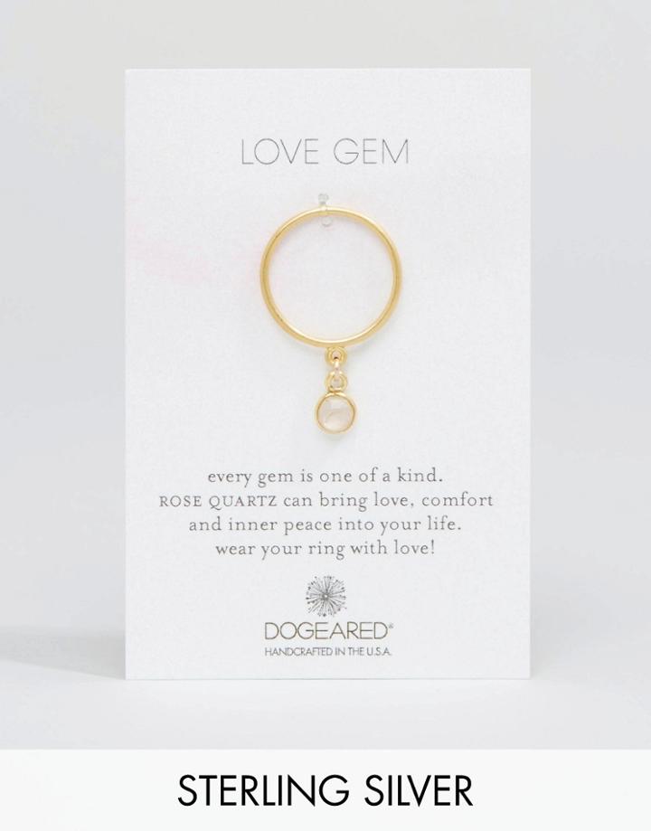 Dogeared Gold Plated Love Gem Rose Quartz Bezel Ring