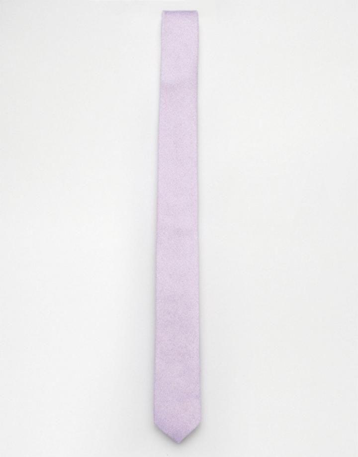 Asos Slim Tie In Textured Lilac - Purple