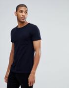 Tom Tailor T-shirt In Navy Pique With Pocket - Navy