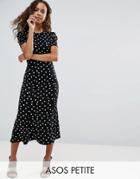 Asos Petite City Maxi Tea Dress In Polka Dot Print - Multi