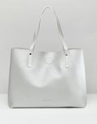Claudia Canova Shoulder Bag With Magnetic Fastening And Removable Pouch - Silver