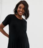 Asos Design Maternity T-shirt With Drapey Split Back In Black - Black