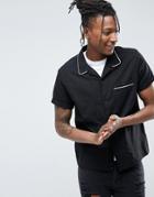 Asos Regular Fit Shirt With Revere Collar In Black - Black