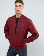 Fred Perry Bomber Jacket Tramline Tipped In Red - Red