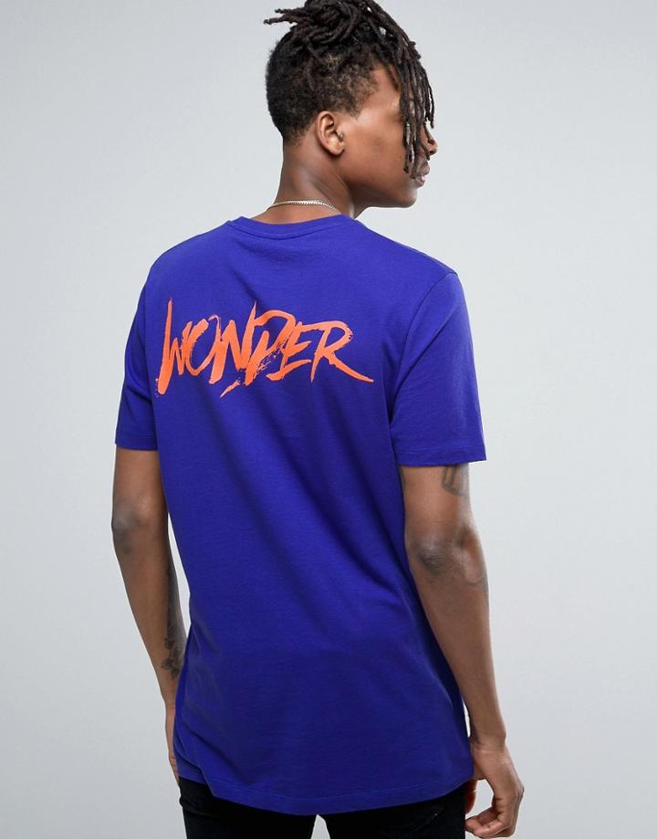 Asos Longline T-shirt With Wonder Print - Purple