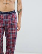 Tommy Hilfiger Woven Pants With Contrast Waistband In Red Check - Red