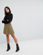 Asos Mini Skater Skirt In Houndstooth Check Print - Multi