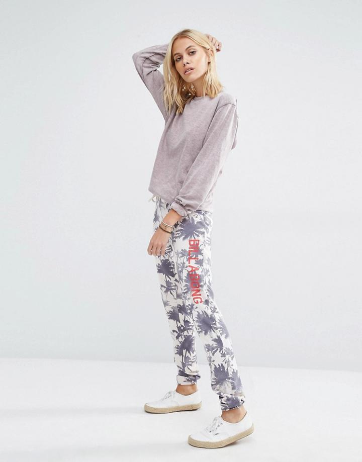 Billabong Joggers With Drawstring Waist And Palm Print - Gray