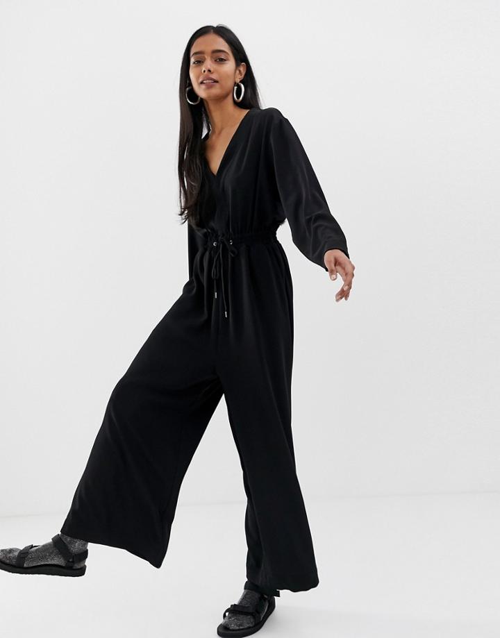 Weekday Jumpsuit With Drawstring Waist In Black - Black