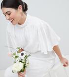 Asos Edition Curve Wedding Dress In Soft Jacquard With Flutter Sleeve - White