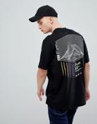 Asos Design Oversized T-shirt With Topographical Back Print In Heavy Weight Jersey - Black