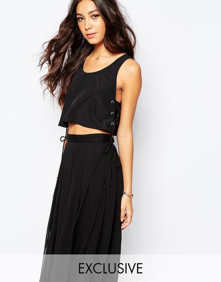 Fallen Star Lace Up Side Tank - Black