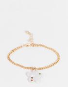 Asos Design Chain Bracelet With Hot Fix Crystal Flower In Gold Tone