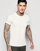 Farah T-shirt With F Logo In Slim Fit In Chalk - Chalk
