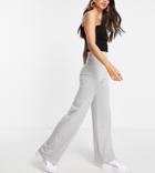 Asos Design Tall Coordinating Knit Wide Leg Pants With Front Seam Detail In Gray Heather-grey