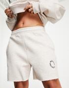 Asos Weekend Collective Short With Circular Logo In Oatmeal - Part Of A Set-neutral