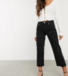 Asos Design Petite High Rise 'effortless' Stretch Kick Flare Jeans In Black