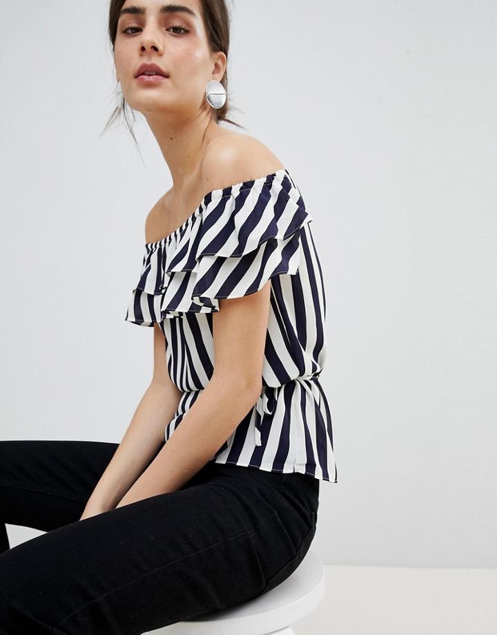 Oasis Striped Cold Shoulder Cami - Black