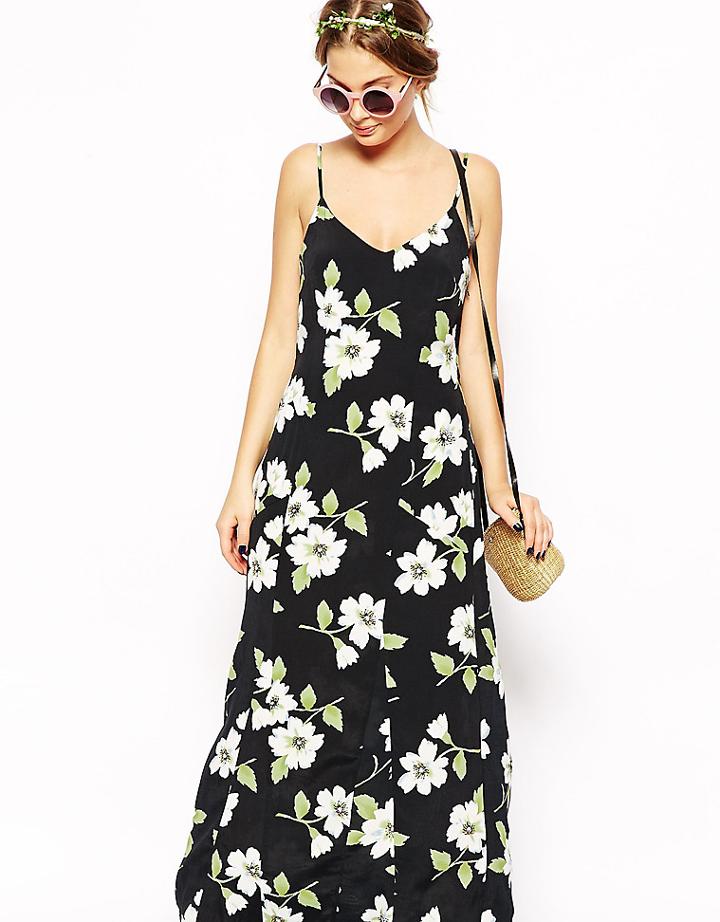 Asos Petite Exclusive Vintage Floral Strappy Maxi Dress - Multi