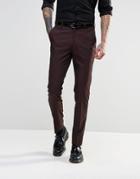 Asos Slim Suit Pants In Tonic - Burgandy