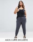 Asos Curve Skinny Jogger With Deep Cuff - Gray