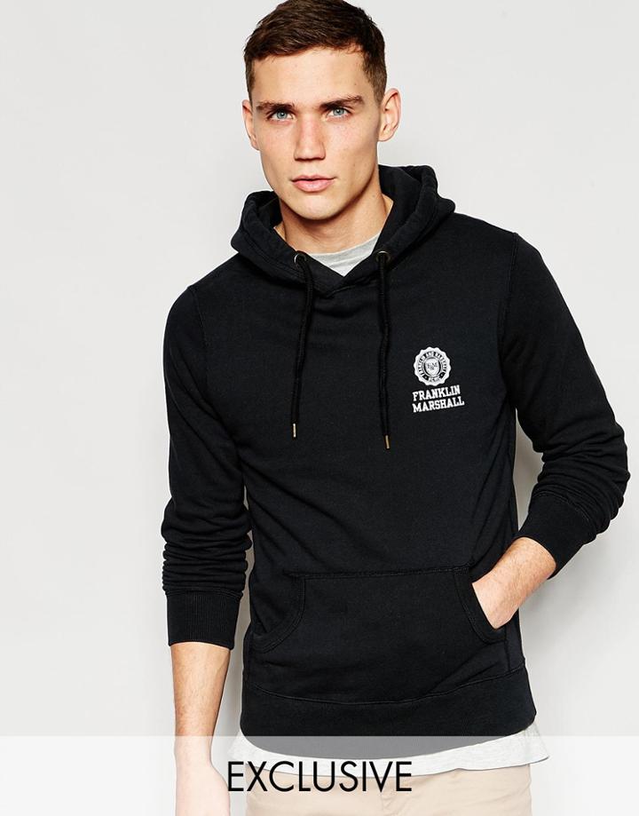 Franklin & Marshall Over Head Hoodie With Back Print Exclusive To Asos - Black