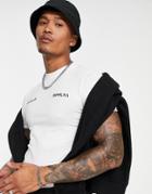 Asos Unrvlld Spply Muscle Fit T-shirt With Logo Front Print In White