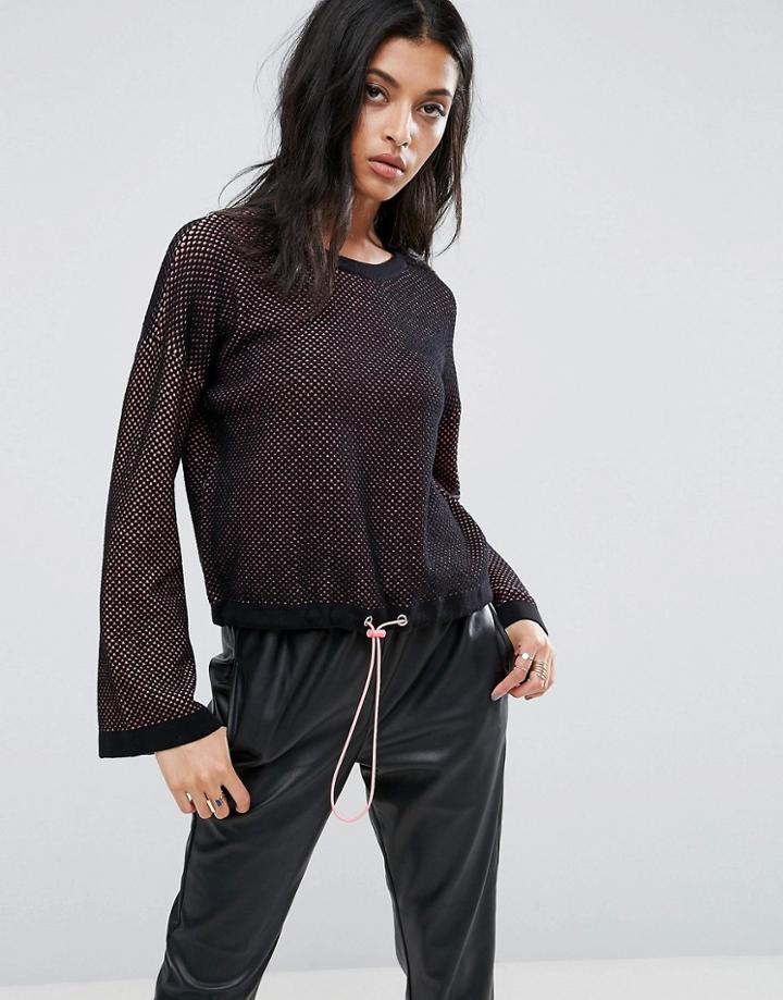 Asos Sweater With Stitch Detail And Drawstring - Multi