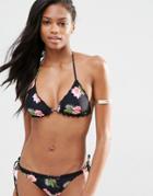 Asos Tropicana Print Lace Trim Triangle Bikini Top - Tropicana Print