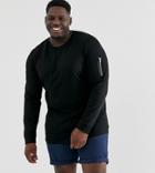 Asos Design Plus Long Sleeve T-shirt With Ma1 Zip Sleeve Pocket In Black