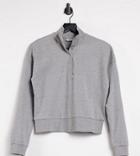 Noisy May Petite Sweatshirt With High Neck And Snap Detail In Light Gray-grey