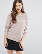Brave Soul Metallic Stripe Sweater - Pink