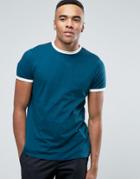 New Look Ringer T-shirt In Teal - Blue