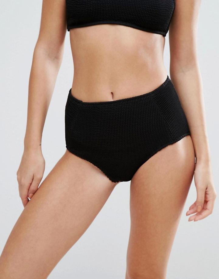 Weekday Textured High Waisted Bikini Bottom - Black