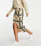 Asos Design Tall Midi Skirt With Split Hem And Pocket Detail In Abstract Print-multi