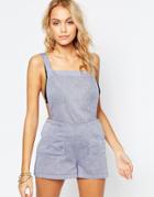 Asos Chambray Overall Beach Romper - Blue