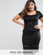 Goddiva Plus Dress With Sheer Inserts - Black