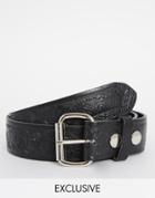 Reclaimed Vintage Eagle Leather Belt - Black