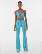 Bershka Coordinating Space Dye Flared Pants In Blue-blues