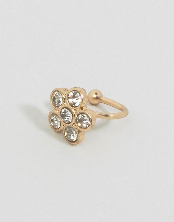 Asos Crystal Flower Ear Cuff - Clear